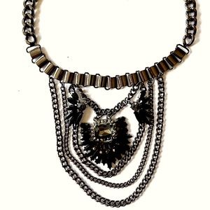 Gorgeous necklace multi chain and large stone pendants